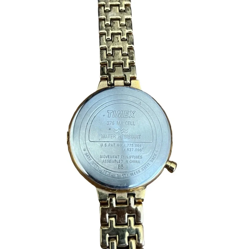 Timex Indiglo Watch Women Stainless Steel Gold Light White Needs Battery 7-1/2